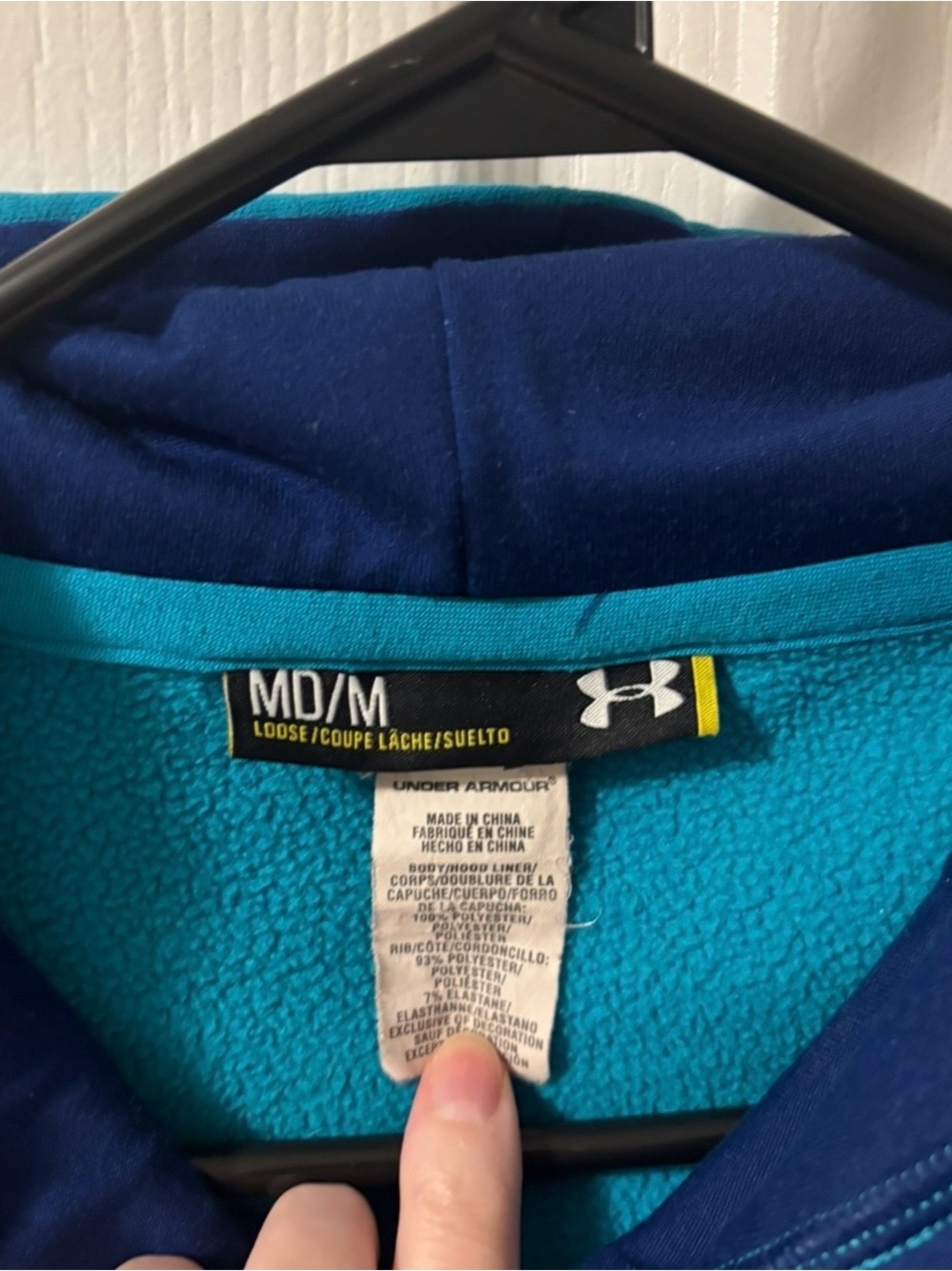 Under Armour Women's Teal and Navy Cowl Pullover Hoodie - Picture 2 of 5